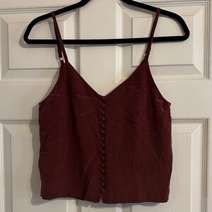 Madewell Silk Camisole Style Spaghetti Strap Tank Burgundy